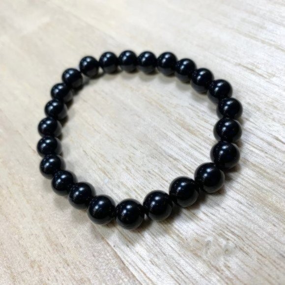 8mm Black Onyx Chakra Bead Stretch Bracelet - Picture 7 of 8